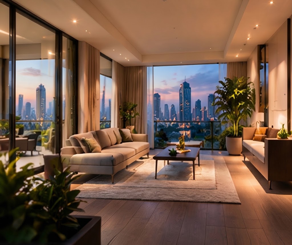 Modern Chennai Property Balcony Overlooking Skyline